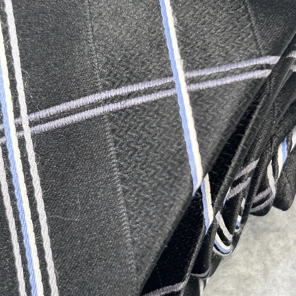 Jones New York Silk Tie Black Blue Gray Plaid Windowpane Woven 59